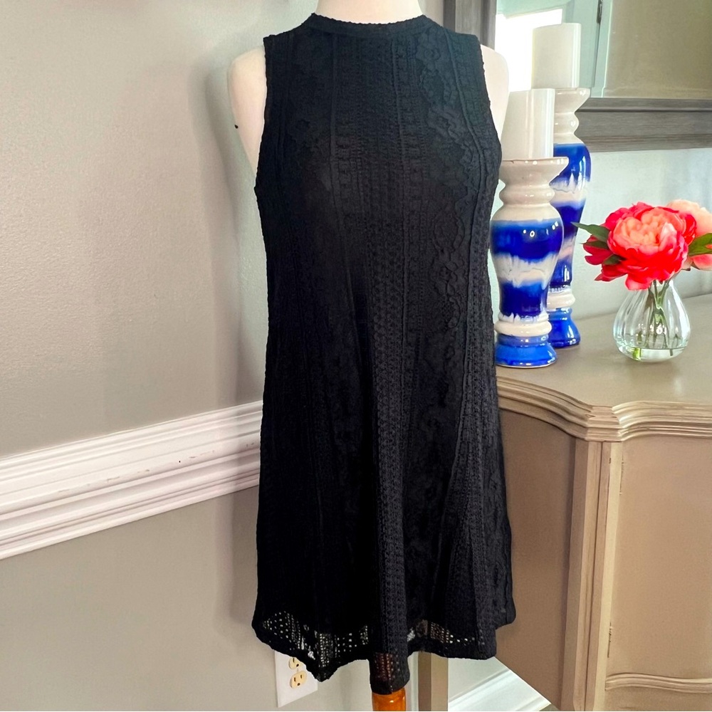 EUC Altar’d State Lace Dress size small black lace dress with slip LBD 029